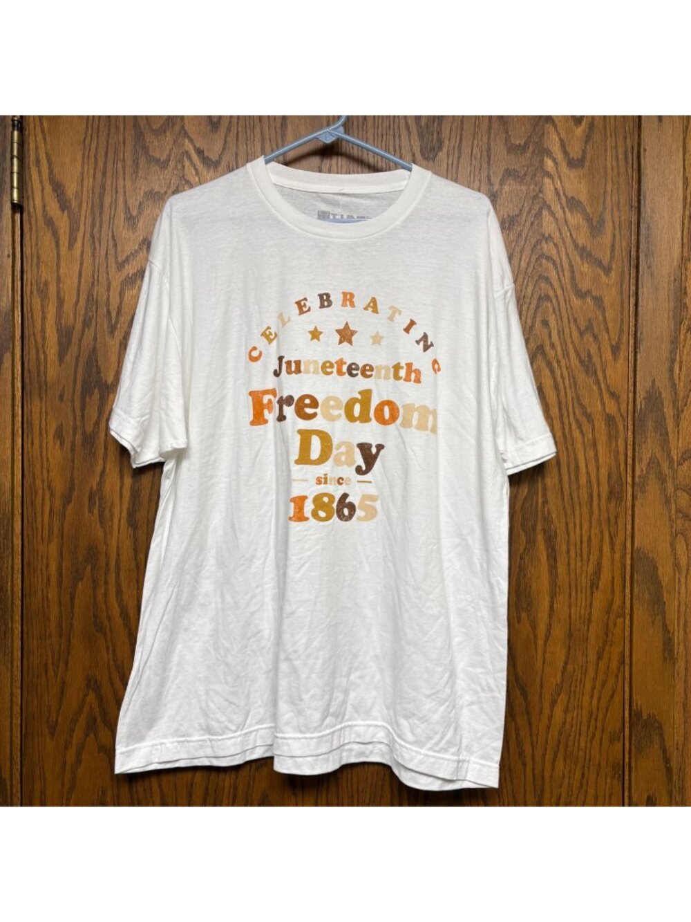 Celebrating Juneteenth Freedom Day T-Shirt White Mens Size Medium Cotton T-Line